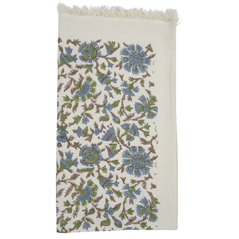Fabdivine Hand Block Floral Print Waffle Weave Kitchen, Dining Room Use, Gift Hand Towel