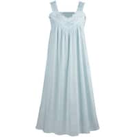 La Cera Cotton Chemise - Lace V-Neck Nightgown with Pockets Nightgown