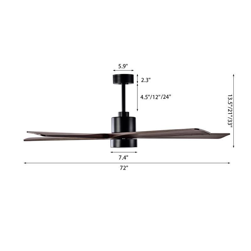 WINGBO 72" Ceiling Fan with Lights, 5 Reversible Blades, Ultra Quiet 6-Speed DC Motor...