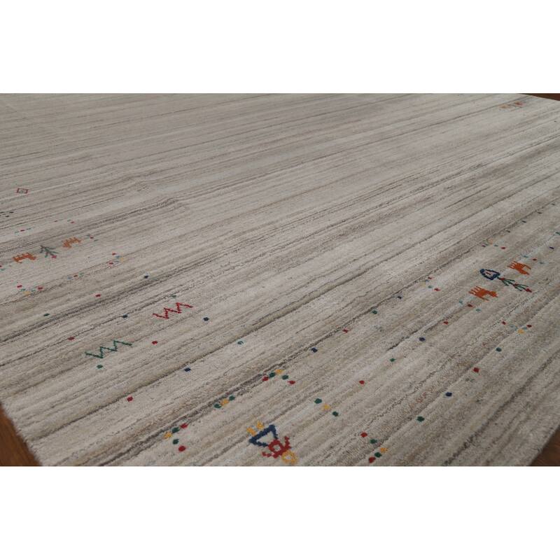 Hand Knotted Oriental 100% Wool Carpet Tribal Tribal Greys & Charcoal Gabbeh Area Rug - 10' 1'' X 8' 1''