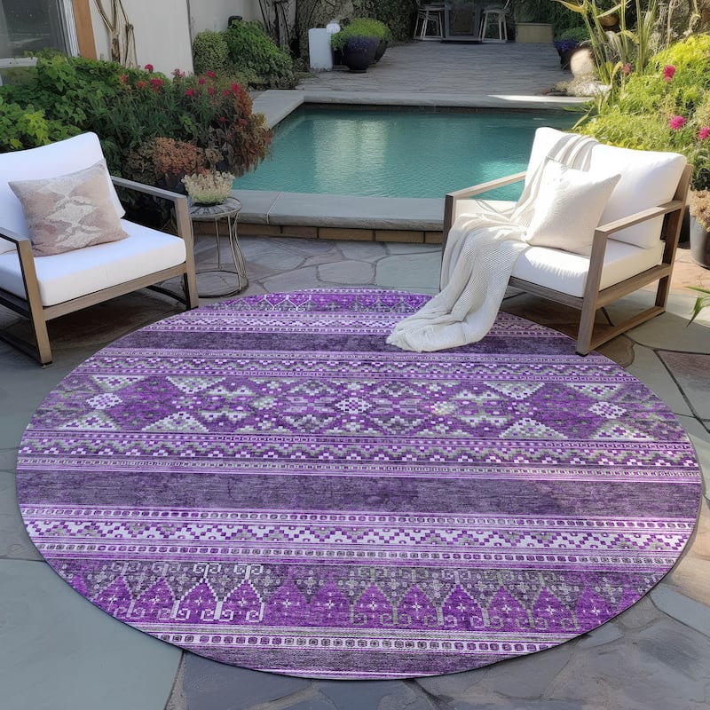 Machine Washable Indoor/ Outdoor Chantille Boho Tribal Rug