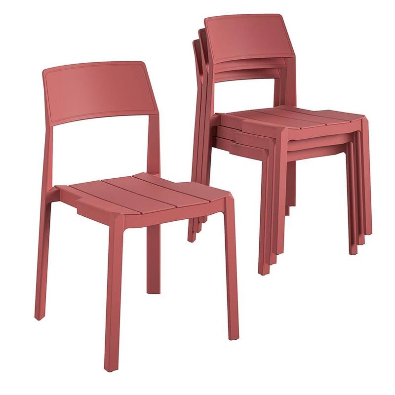 The Novogratz Poolside Collection Chandler Indoor/Outdoor Chairs Set - Set of 4 - Persimmon