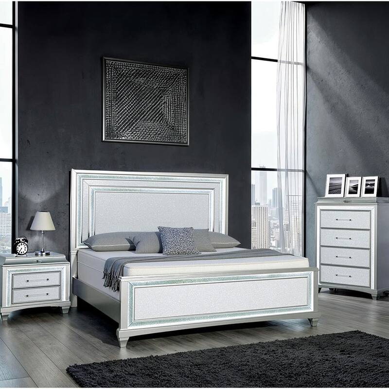Glam Style 1-pc Gray Finish LED Bed