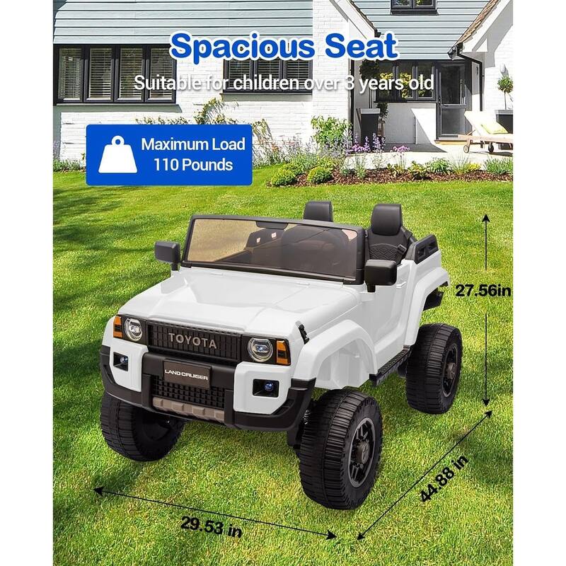 24v Ride On Toys for Big Kids,Licensed Toyota 2-Seater w/Remote Control, 4WD/2WD Switch, LED Lights