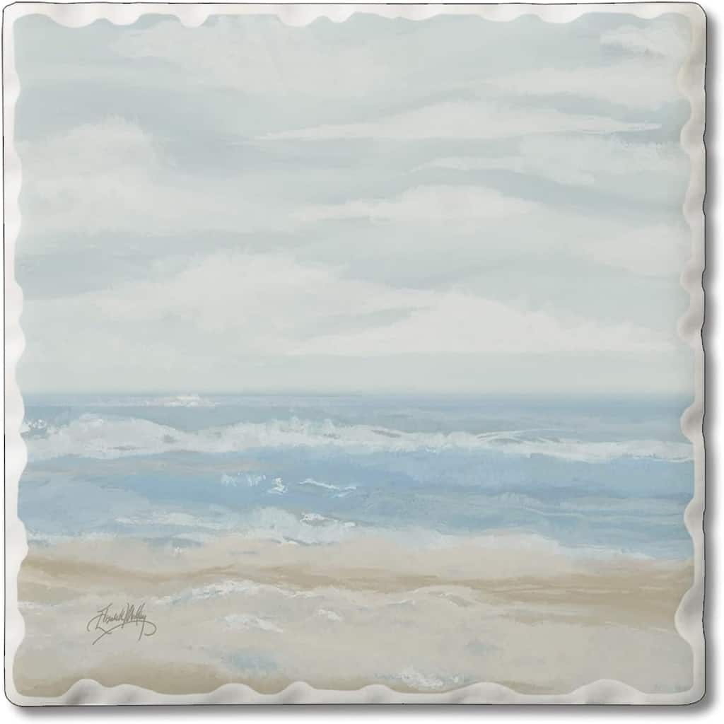 Absorbent Stone Tumbled Tile Coasters, Calm Sea, Set of 4