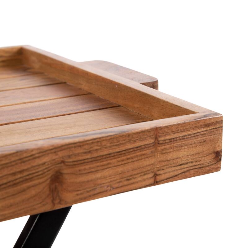 Kate and Laurel Monaco Wood and Metal Tray Table - 31x16x28