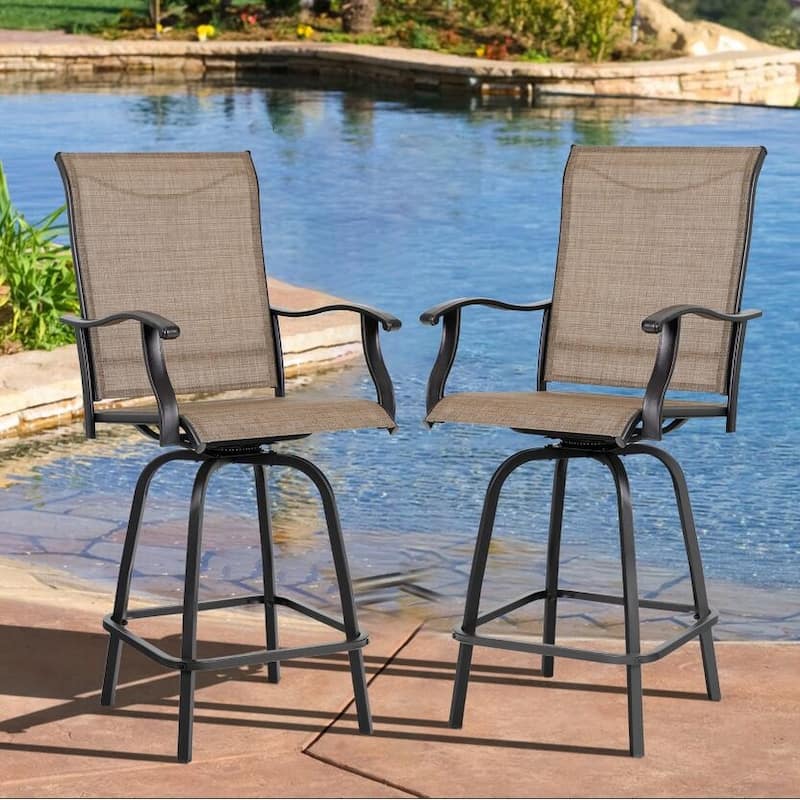 Oudoor All-weather Swivel Patio Bar Stools (Set of 2/4) - N/A
