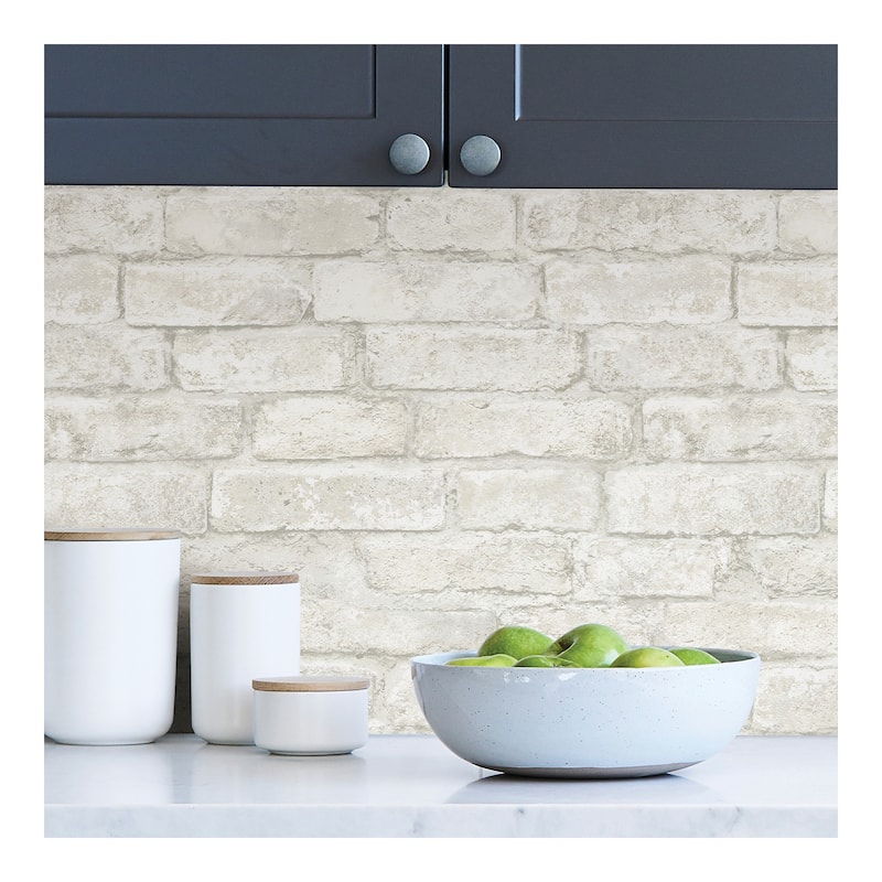 InHome White Denver Brick Peel & Stick Wallpaper - 198in x 20.5in x 0.025in