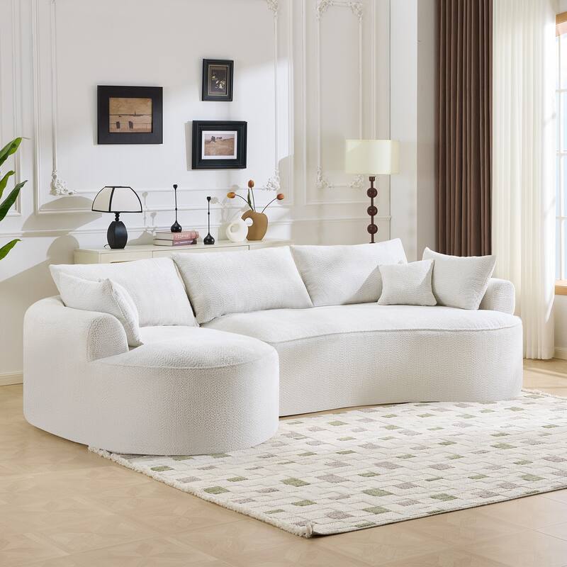124.5-Inch Modern Compressed Boneless Sofa,Comes with 3 Back Pillows and 4 Throw Pillows
