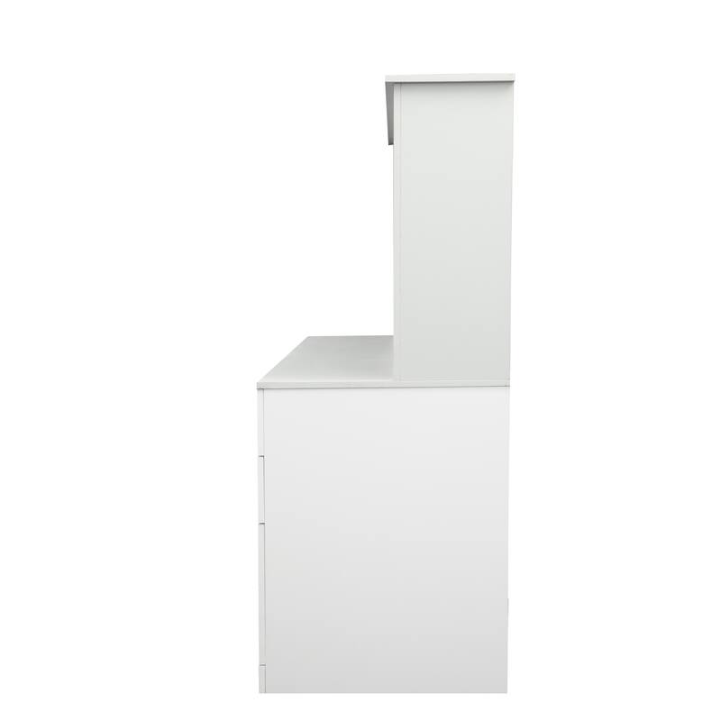 Spacious Home Office Computer Desk with Hutch, 2-Tier Shelf & 3 Drawers