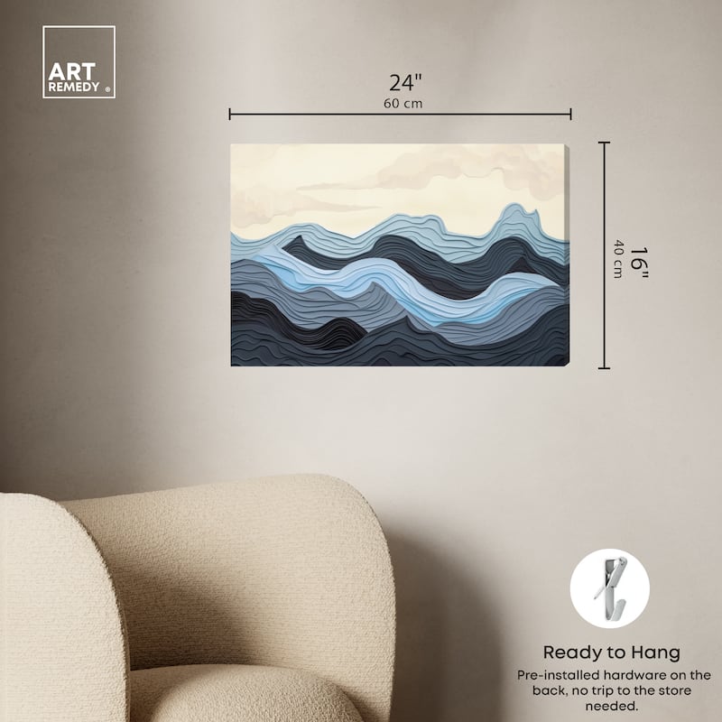 Art Remedy Waverly Gallery Wrapped Blue Abstract 1 Piece Canvas Wall Art