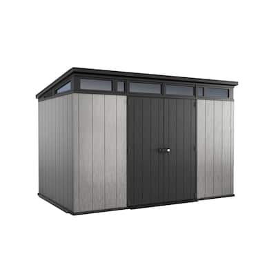Keter Artisan 11x7 ft. Modern and Elegant Resin Outdoor Storage Shed With Floor for Patio Furniture and Tools, Grey