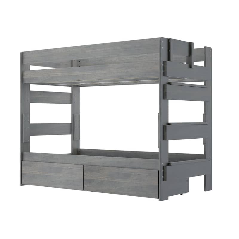 Max and Lily Farmhouse Twin over Twin Bunk Bed with Storage Drawers