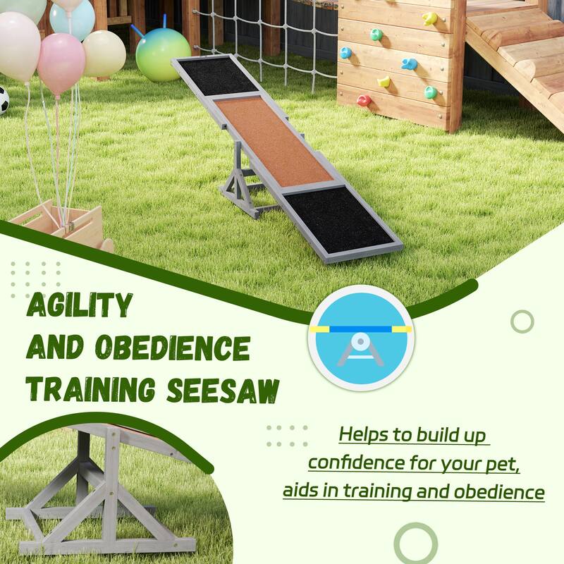 PawHut Wooden Dog Agility Seesaw for Training and Exercise, Platform Equipment Run Game Toy, Weather Resistant Pet Supplies