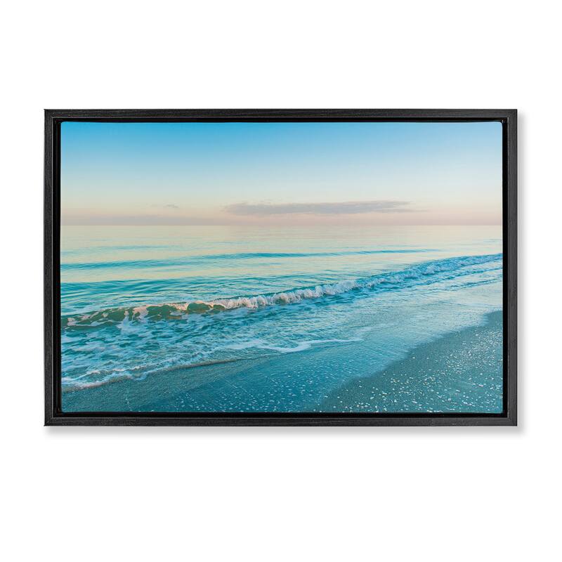 Stupell Serene Waves at Sunrise Framed Floater Canvas Wall Art Design By Mary Lou Johnson - 31 x 21 - Black