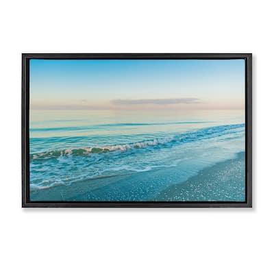 Stupell Serene Waves at Sunrise Framed Floater Canvas Wall Art Design By Mary Lou Johnson