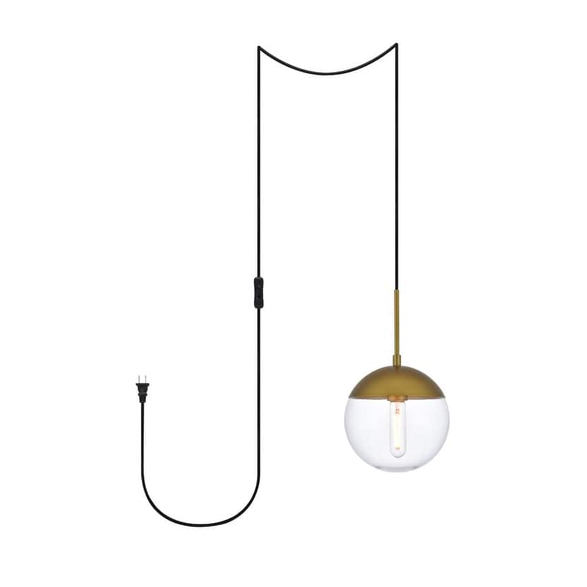 Elian 1-Light Plug in Pendant with frosted white shade - 8" Diameter
