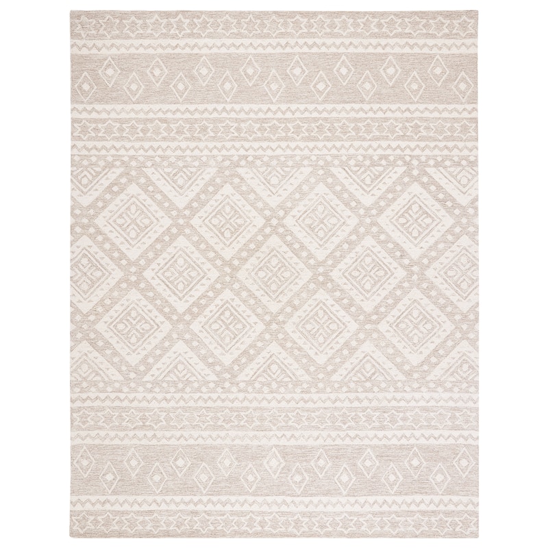 SAFAVIEH Handmade Micro-Loop Kobie Wool Rug - 10' x 14' - Beige/Ivory