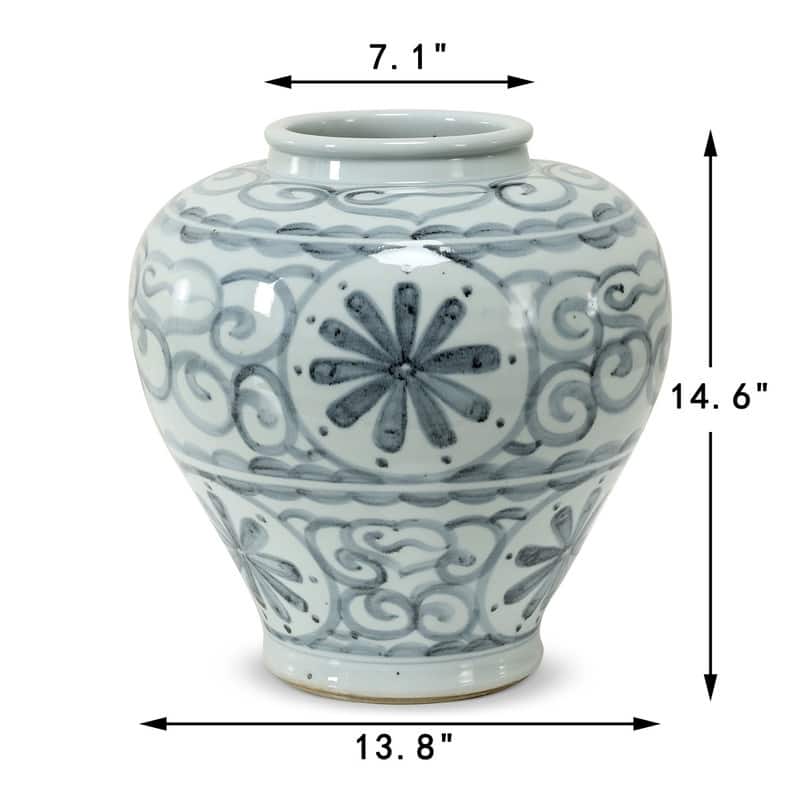 Approx. 14.6 Inches Subtle Blue and White Vase (7" Opening)