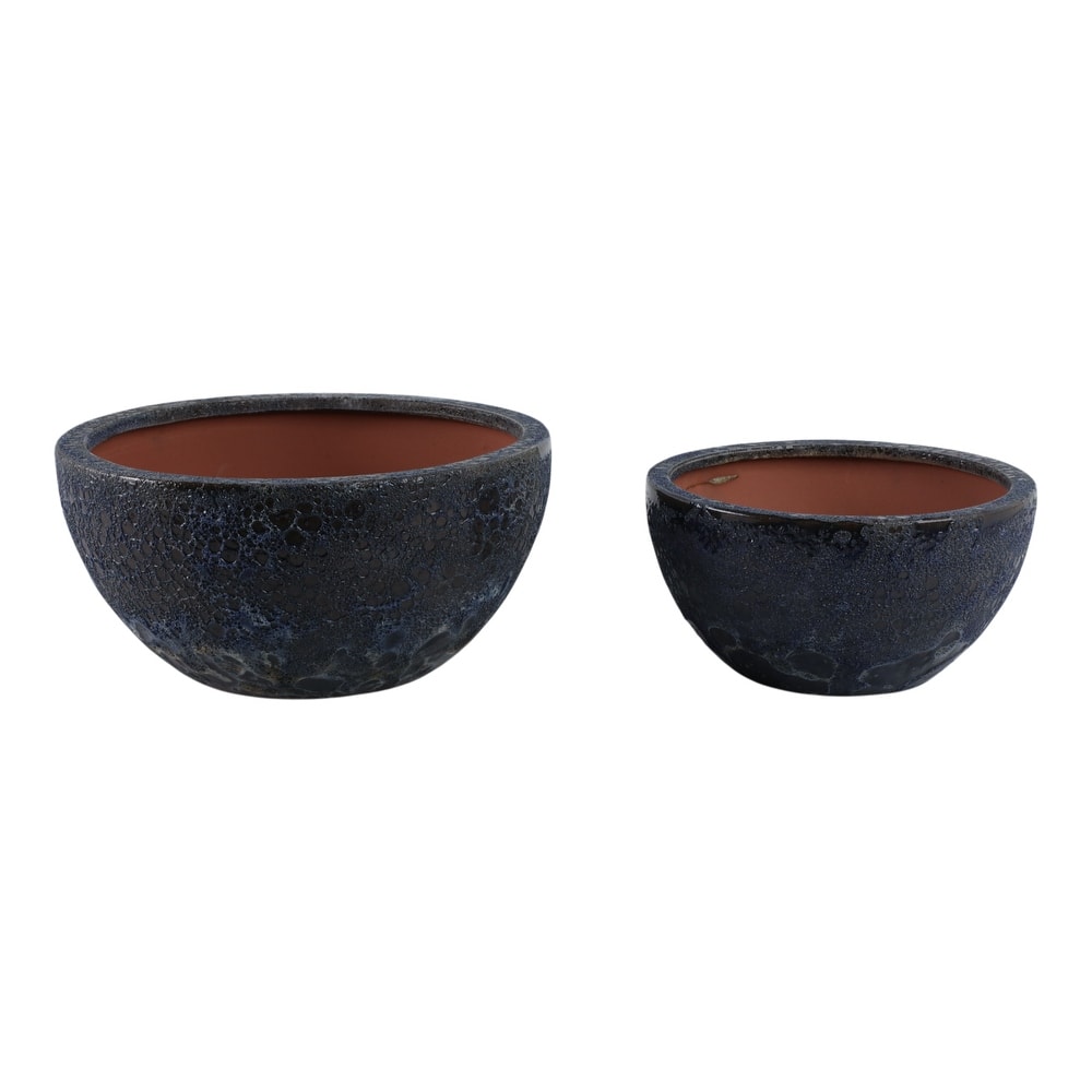 Pottery Bowl Planters Round Design Decorative Bowl Style (Set of 2)