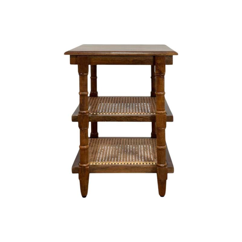 Carolina Living Chesterfield Wood & Cane 3 Shelf Side Table - Natural