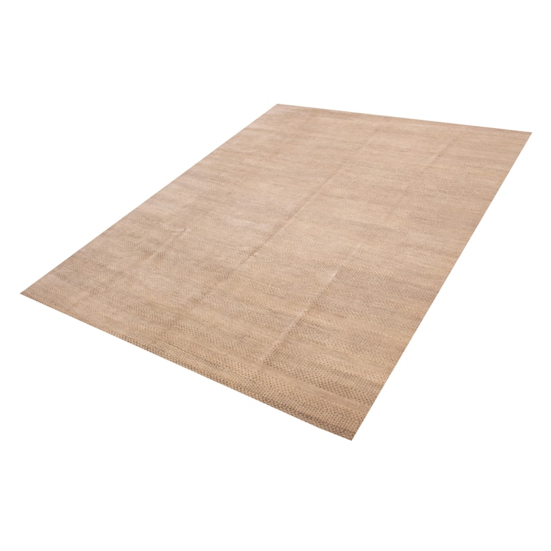 ECARPETGALLERY Hand-knotted Silk Shadow Khaki Silk, Wool Rug - 11'10 x 15'2