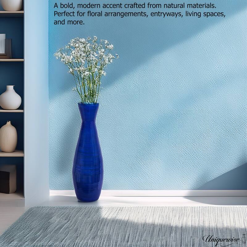 Decorative 24-inch Tall Red Bamboo Floor Vase for Modern Home, Office, Living Room, Bedroom, and Entryway Interior Decor