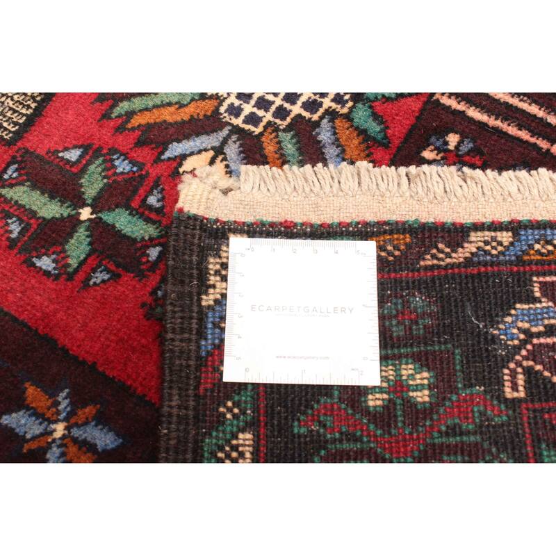 ECARPETGALLERY Hand-knotted Teimani Dark Red Wool Rug - 2'11 x 4'5