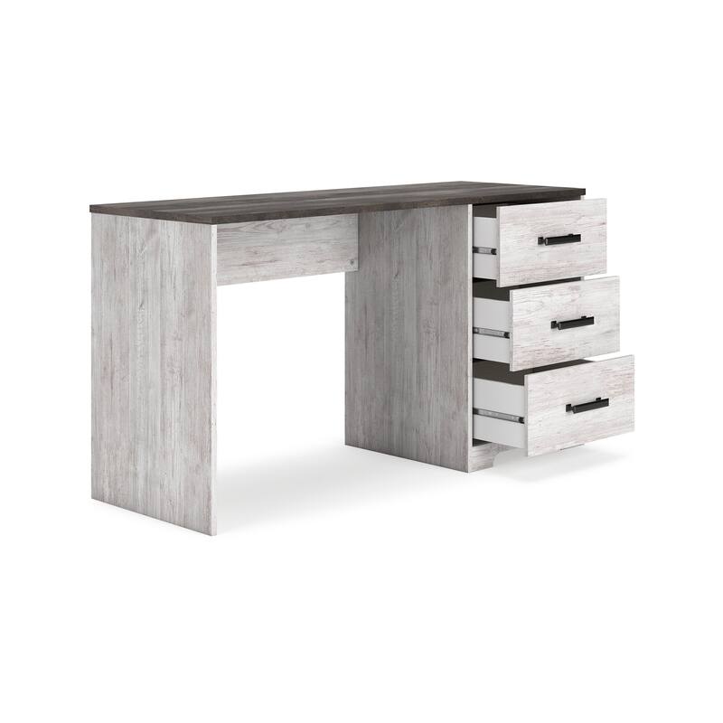 Shawn Home Office Desk, 54 Inch Rectangular Top w Side Drawers, Gray