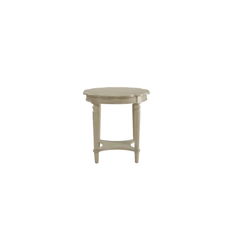 24 in. Antique White Round Wood End Table, Sturdy Build End Side Table for Living Rooms