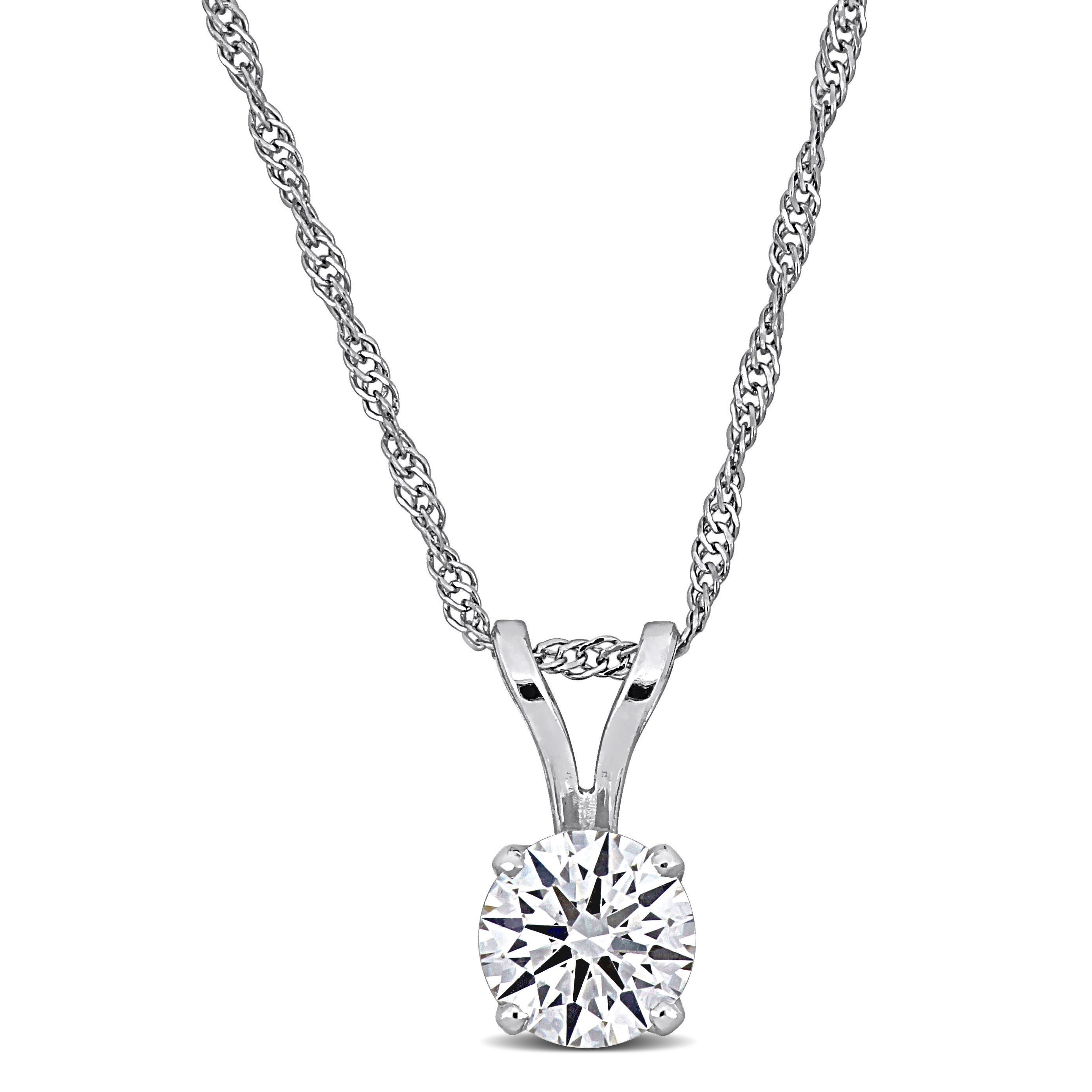 Miadora 3/4ct TDW Lab-Grown Diamond Solitaire Pendant with Chain 14k White Gold
