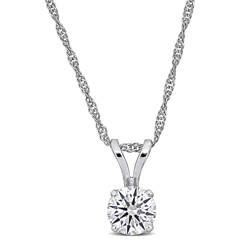 Miadora 3/4ct TDW Lab-Grown Diamond Solitaire Pendant with Chain 14k White Gold