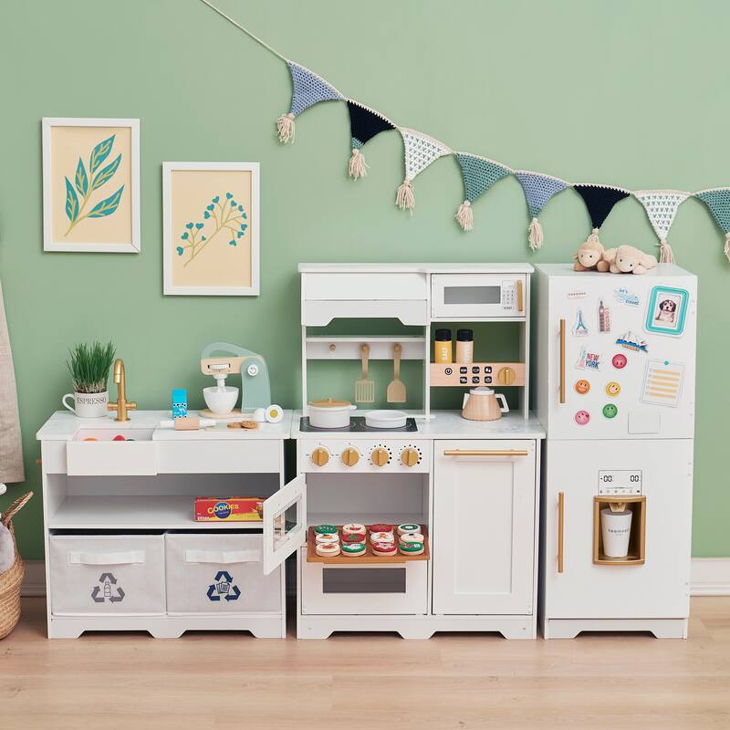 Teamson Kids Little Chef Atlanta Modular Play Kitchen with Accessories - 60.75" L x 12.99" W x 34.37" H
