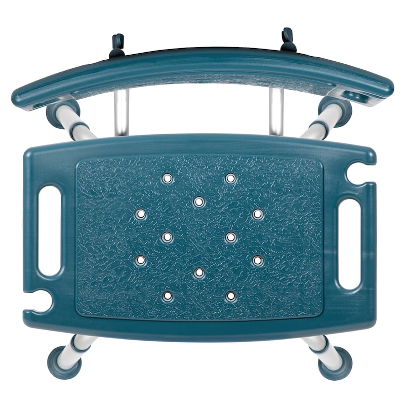 Tool-Free 300 Lb. Capacity, Adjustable Teal Bath & Shower Chair with Large Back