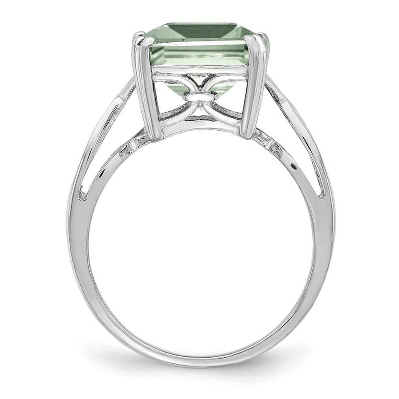 Curata 925 Sterling Silver Polished Green Quartz Ring