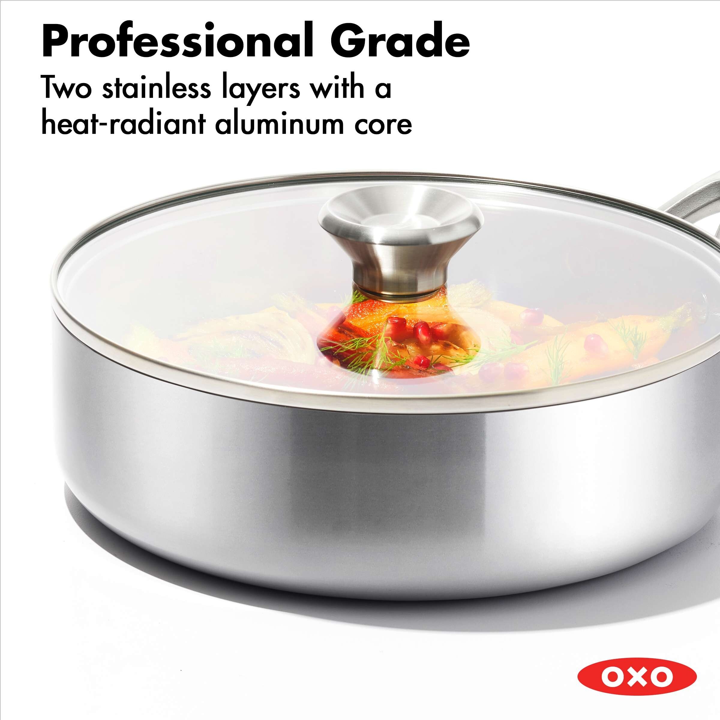 OXO Mira Tri-Ply Stainless Steel 1.5qt & 3qt Saucepan Set