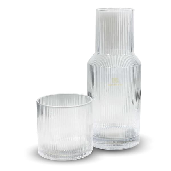 Bruno Magli Ribbed Carafe 2 Pc Set Drinking Glass Tumbler - Bed Bath &  Beyond - 37911681