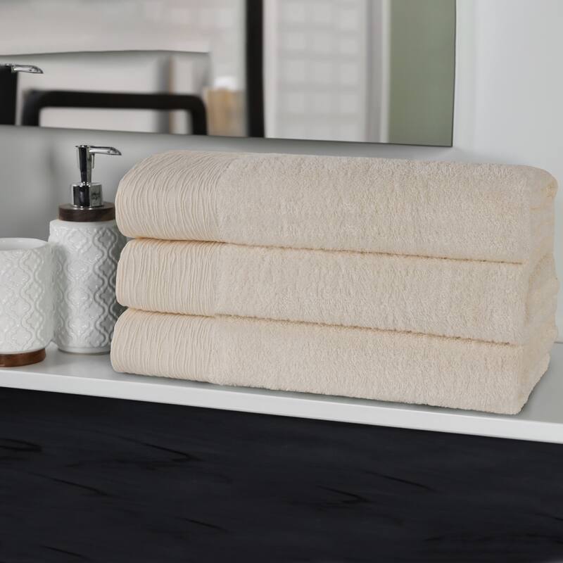 Superior Sierra Rayon From Bamboo Cotton Blend Bath Towel Set of 3 - Ivory