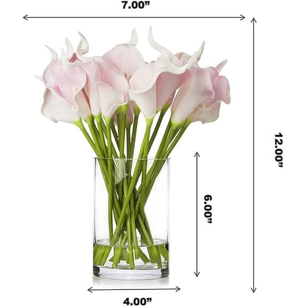 dimension image slide 0 of 2, Enova Home 20 Pieces Real Touch Faux Calla Lily Artificial Flowers in Vase with Faux Water for Dining Table Decor, Wedding Event