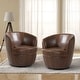 preview thumbnail 6 of 56, 2 Set Faux Leather Club Swivel Barrel Accent Chair