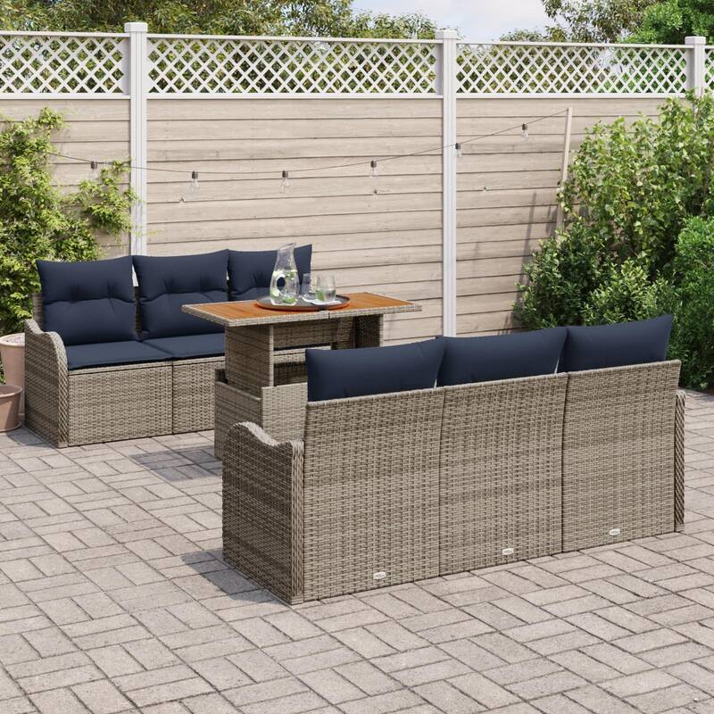 vidaXL 7 Piece Garden Sofa Set with Cushions - 69.3×24.4×27.2