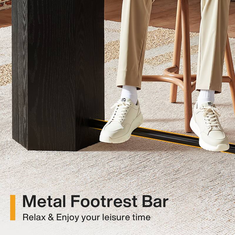 Industrial Bar Table 70.9" Rectangular Home Bar Unit with Footrest