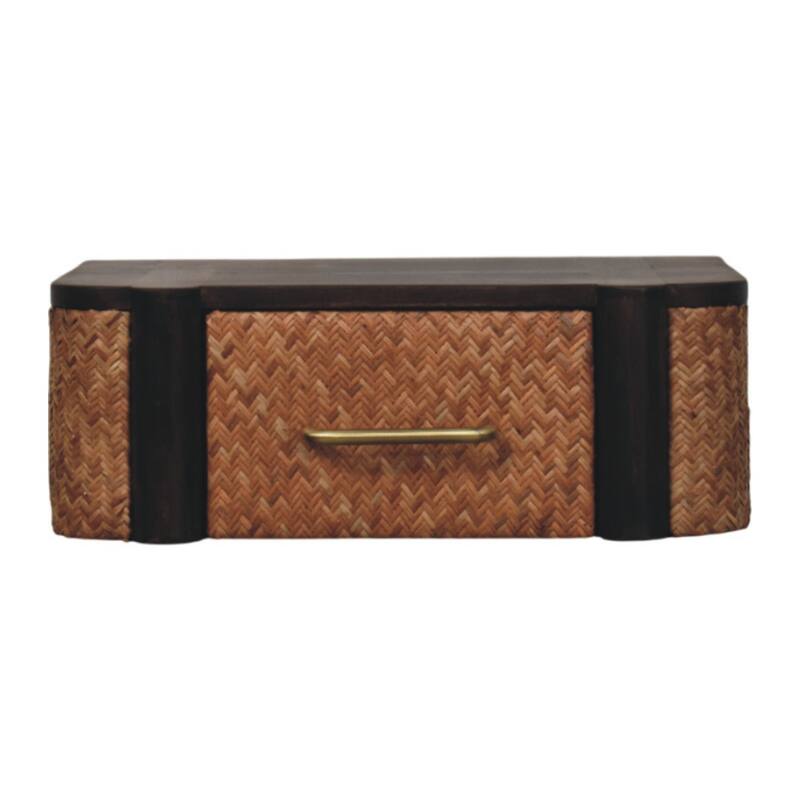 Artisan Furniture Solid Wood Rattan Curve Wall-Mounted Drawer