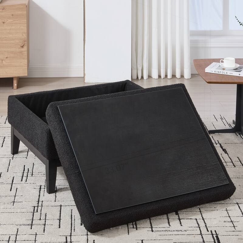 33.86"W Upholstered Storage Ottoman With Reversible Lid Coffee Table