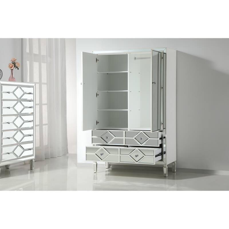 Mirrored Armoire with Drawers