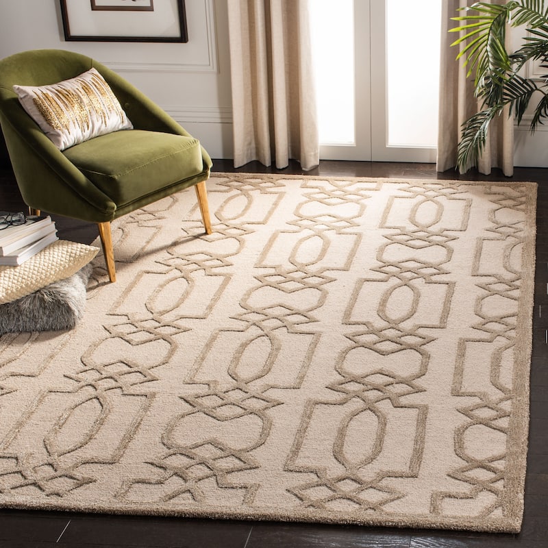 SAFAVIEH Handmade Bella Sakurako Modern Floral Wool Rug - 6' x 9' - Sand/Brown