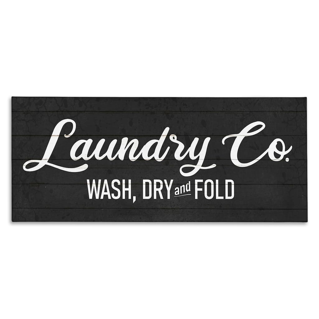 Stupell Rustic Wash Dry Fold Laundry Room Text Sign Canvas Wall Art - Black