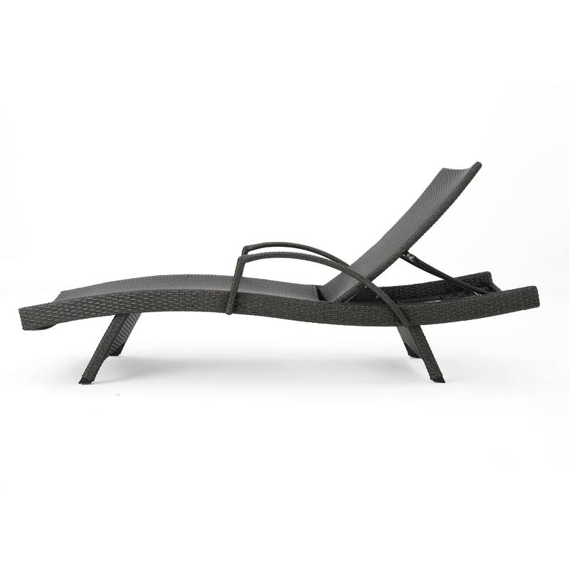 Salem Outdoor Wicker Adjustable Chaise Lounges w/ Arms (Set of 4) by Christopher Knight Home