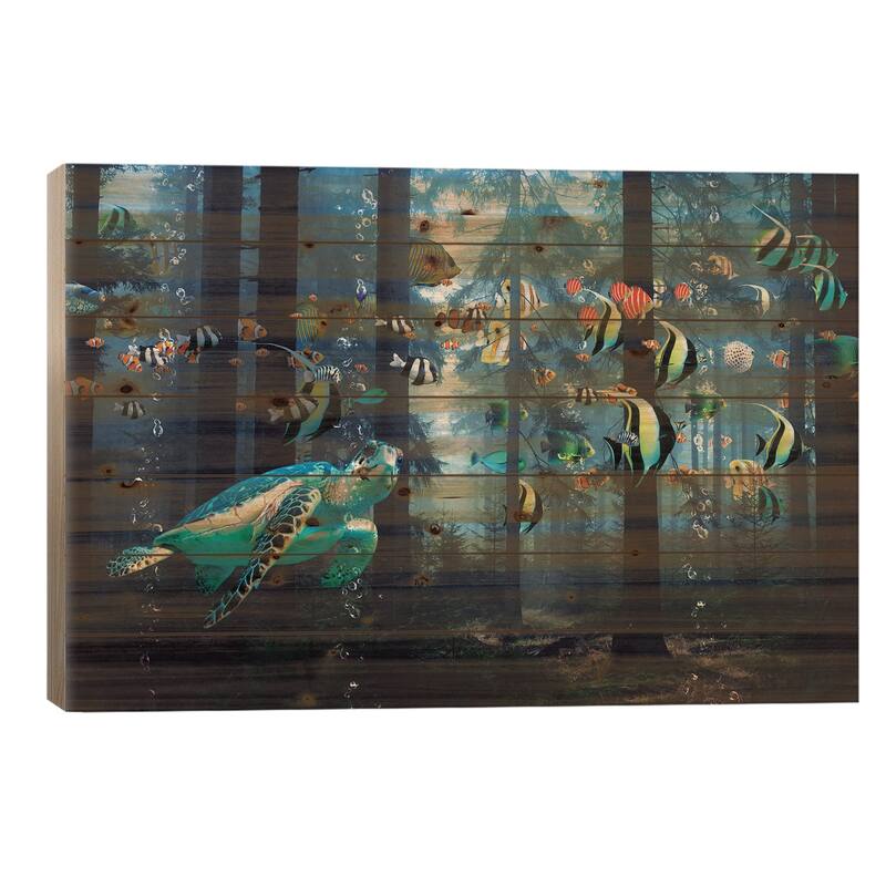 Tropical Forest Print On Wood by David Loblaw - Multi-Color - 26x40x1.5