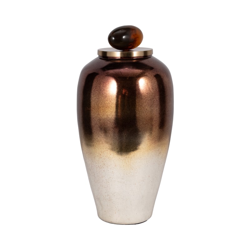 Sagebrook Home Glass Copper Ombre Novelty Temple Vase With Resin Topper